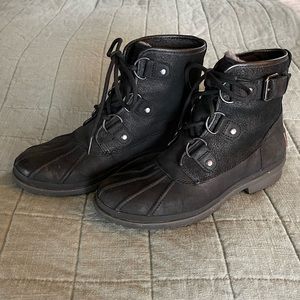 Ugg Cecile Waterproof Boot Black Leather Size W6